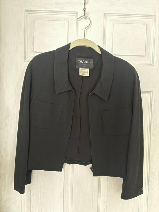 CHANEL Jackets & Blazers - CHANEL Vintage Wool Cropped Blazer Jacket